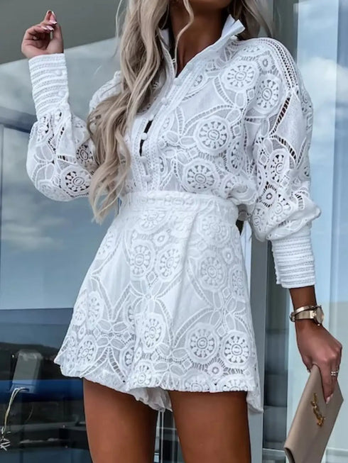 'Boheme' Long Sleeve Top and Shorts Set - Celes Fashion